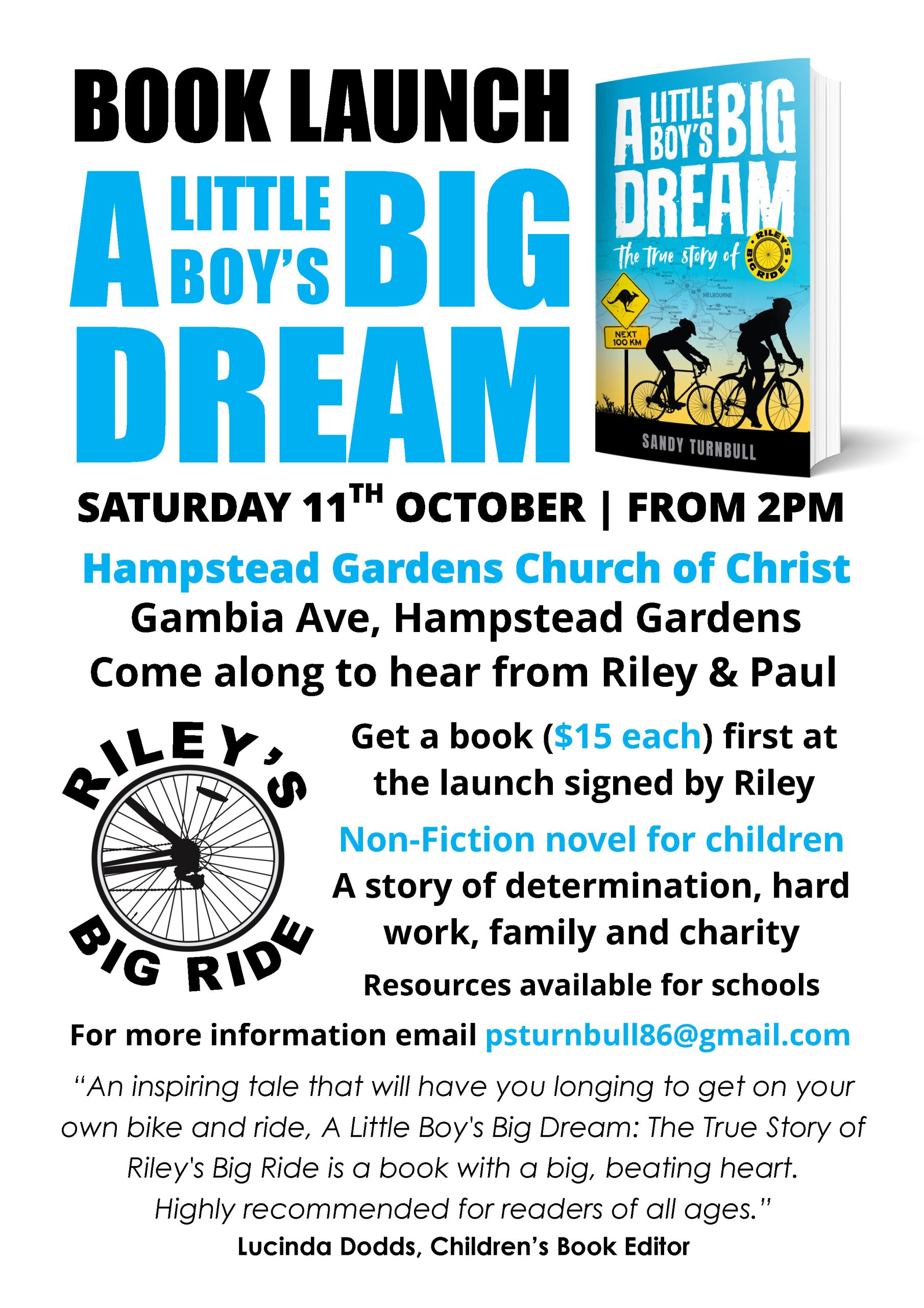 A Little Boy's Big Dream Book Launch @ Hampstead Gardens Church of Christ